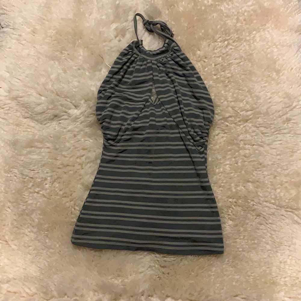 Olive striped halter top